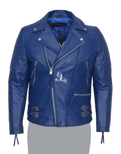 Herren blau lederjacke cruiser - blau,