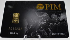 PIM 1 Gramm Goldbarren 999,9 Feingold im Blister LBMA Zertifiziert nummeriert