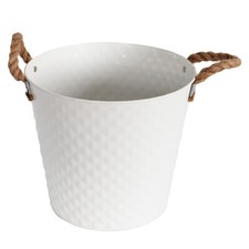 Pflanztopf Pflanzgefäß Zinktopf Diamond weiß 22cm Ø Blumentopf Metall Übertopf