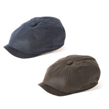 Failsworth Alfie Waxed Cotton Bakerboy Newsboy Cap Black Navy Olive Size 