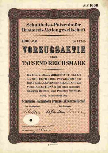 Schultheiss patzenhofer - schultheiss,