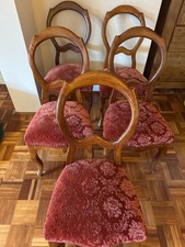 5 alte Polsterstühle Holz Rot