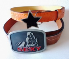 Westerngürtel Cowboygürtel 2 St. mit Buckle Schnalle 120 cm Hell+Dunkelbraun Neu