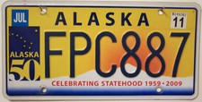Alaska Nummernschild Auto Kennzeichen USA Schild US Car License Plate : FPC 887