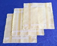 3-Tischsets Platzsets Leinen Platzdeckchen Servietten Platzmatte Gelb-Karo 29x29