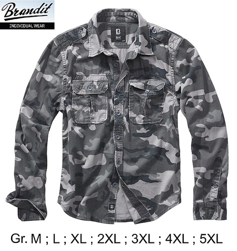 Brandit hemd grey camo - camo, neu