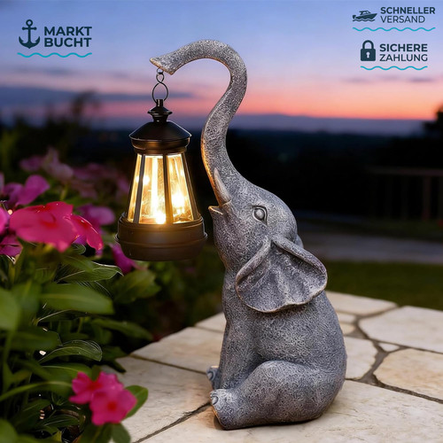 Gartenfigur elefant mit solar - gartenfigur,
