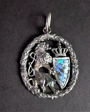 Silber Anhänger - CHARIVARI Trachtenkette - BAYERISCHER LÖWE Wappen Königskrone