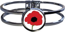 Poppy Remember Militär hochwertiges silberfarbenes Kupferarmband und Geschenktüte