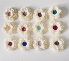 12 Häkelblumen Aufnäher