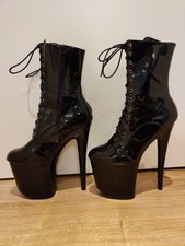 Extrem Plattform High Heels Stiefel 42 Schwarz Gogo Boots