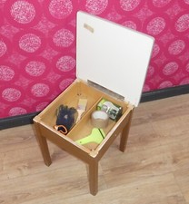 praktischer 50er Jahre Hocker mit Stauraum Schemel Holz stool with storage braun