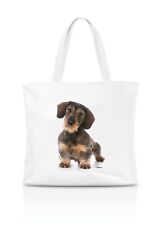 Einkaufstasche - Rauhaardackel - Dackel Hund Beutel Tasche Tragetasche Portrait