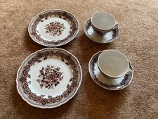 •♥• Bavaria Germany 2 Gedecke Kaffee Tee weiß braun Porzellan •♥•