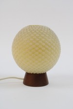 Temde Tischlampe Stoffschirm Teak Kugellampe 1960er Jahre (441-8 I14)