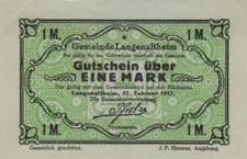 1 MARK 1917 Stadt LANGENALTHEIM Bavaria UNC DEUTSCHLAND Notgeld #PB965.D