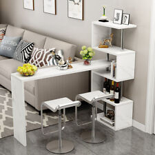 Bartisch Stehtisch Bistrotisch Bartheke Tresentisch mit 4 Ablagefläche Weiß