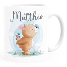 Kindertasse Kunststoff Tiermotive Bär, Hase, Fuchs mit Namen personalisierte