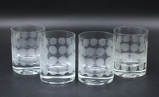 4x Ingrid Glas Polka Dots Dekor Gläser Whiskey 50er 60er Set Vintage H 9,5 cm