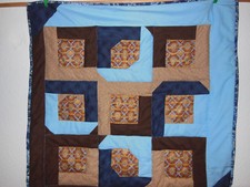 Patchwork Goldglanz Patchworkdecke Quilt Handarbeit 77 x 77 cm 