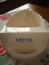 Schütte Keramik beige alt blaue Schrift Mehl Behälter