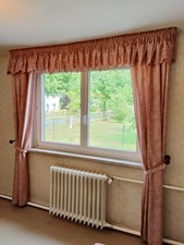 6tlg Set Übergardinen Gardine Vorhang rose rosa 240cm Länge