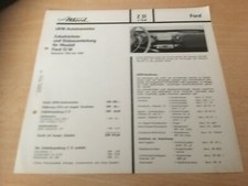 Ford 12 M - 1959 Akkord Z 31/6 Volt  Autoradio Zubehörliste u. Einbauanleitung 