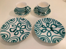 Gmundner Keramik grüngeflammt, Frühstücksset für 2 Personen, 6 teilig, NEU