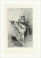 Auf die Mensur Fechten Degen Engel Gitarre Musik Instrumente Holzstich A 0461