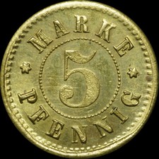WERTMARKE: 5 Pfennig, Messing