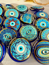 5 x Nazar Boncuk mit Magnet 4,5 cm blaues Auge Evil Eye Glas