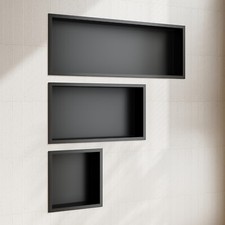 Edelstahl Duschnische Wandnische Unterputz-Montage Duschregal Schwarz 30/60/90cm