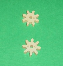 Matador Baukasten Zahnräder aus Kunststoff 1980er-Jahre Holzbaukasten