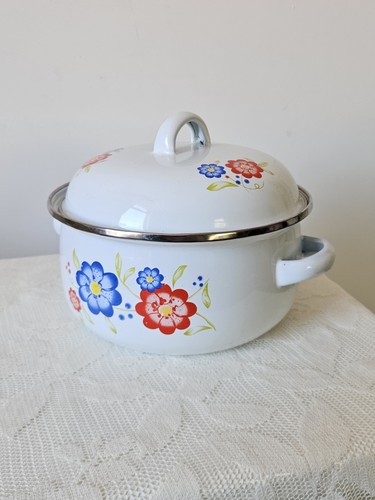 Vintage blumen emaillegeschirr - blumen,