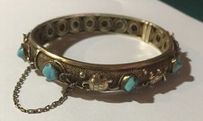 Antik Chinesisch Silber Vergoldet Vermeil Klappbar Armreif Armband Filigraner