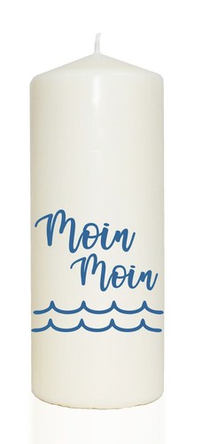 Spruchkerze moin - moin, welle