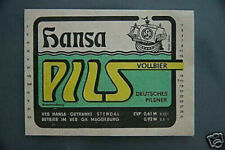altes DDR Bier Etikett - VEB Hansa-Getränke Stendal - Vollbier Pils Bieretikett