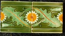 Jugendstil Fliese art nouveau tile V&B Mettlach Tegel Löwenzahn stilisiert schön
