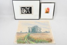 C25N19- Konvolut Bilder Rahmen ua Pastell Scherenschnitt signiert 