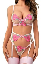 Rosa floraldreiteiliges sexy