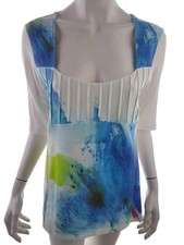 ✨ AVENTURES DES TOILES Tunika Bluse für Damen Farbblöcke Weiß 44 3/4 Ärmel ✨