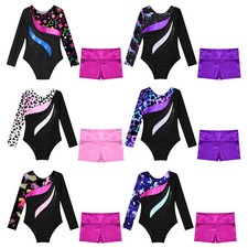 DE Kinder Mädchen Overalls Ballettbody Strampler Mit Bottoms Set Training Trikot