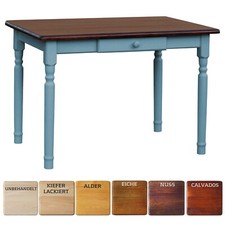 Blau Esstisch mit Schublade Küchentisch Tisch KIEFER HOLZ Landhausstil - NEU