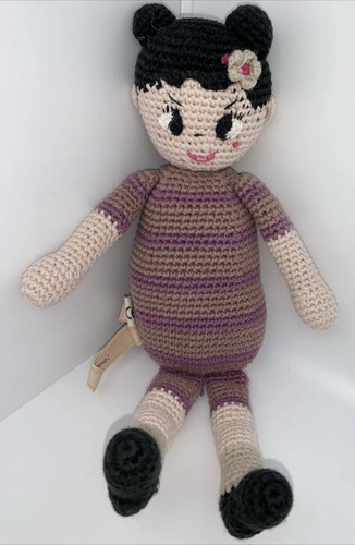 Stoffpuppe häkelpuppe lila - stoffpuppe,