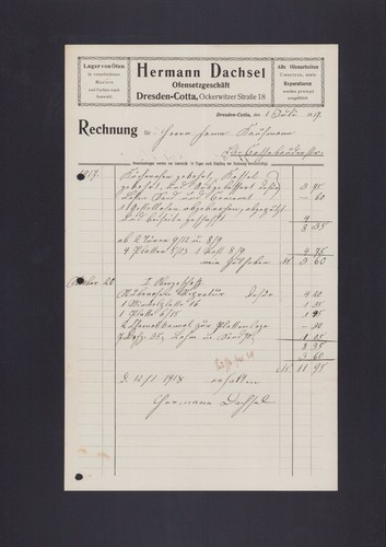 Dresden cotta rechnung 1917 - dresden-cotta,,
