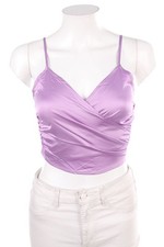 SECONDHAND Blusentop Bluse Top Satin Cropped Wickel-Optik M lila