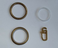 100 runde Gardinenringe messing antik + Gleiteinlage für Vorhangstangen 16-20 mm