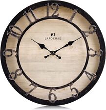 Lafocuse Vintage Wanduhr Lautlos Schwarz Retro Erhöhte 3D-Ziffern Landhausstil