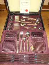 vdH Solingen Besteck 18/10 im Koffer für 12 Pers. 72-teil 23 Karat vergoldet NEU