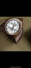 Fossil Riley ES3466 Damen Armbanduhr Roségold Edelstahl, Beiges Leder, Zirkonia
